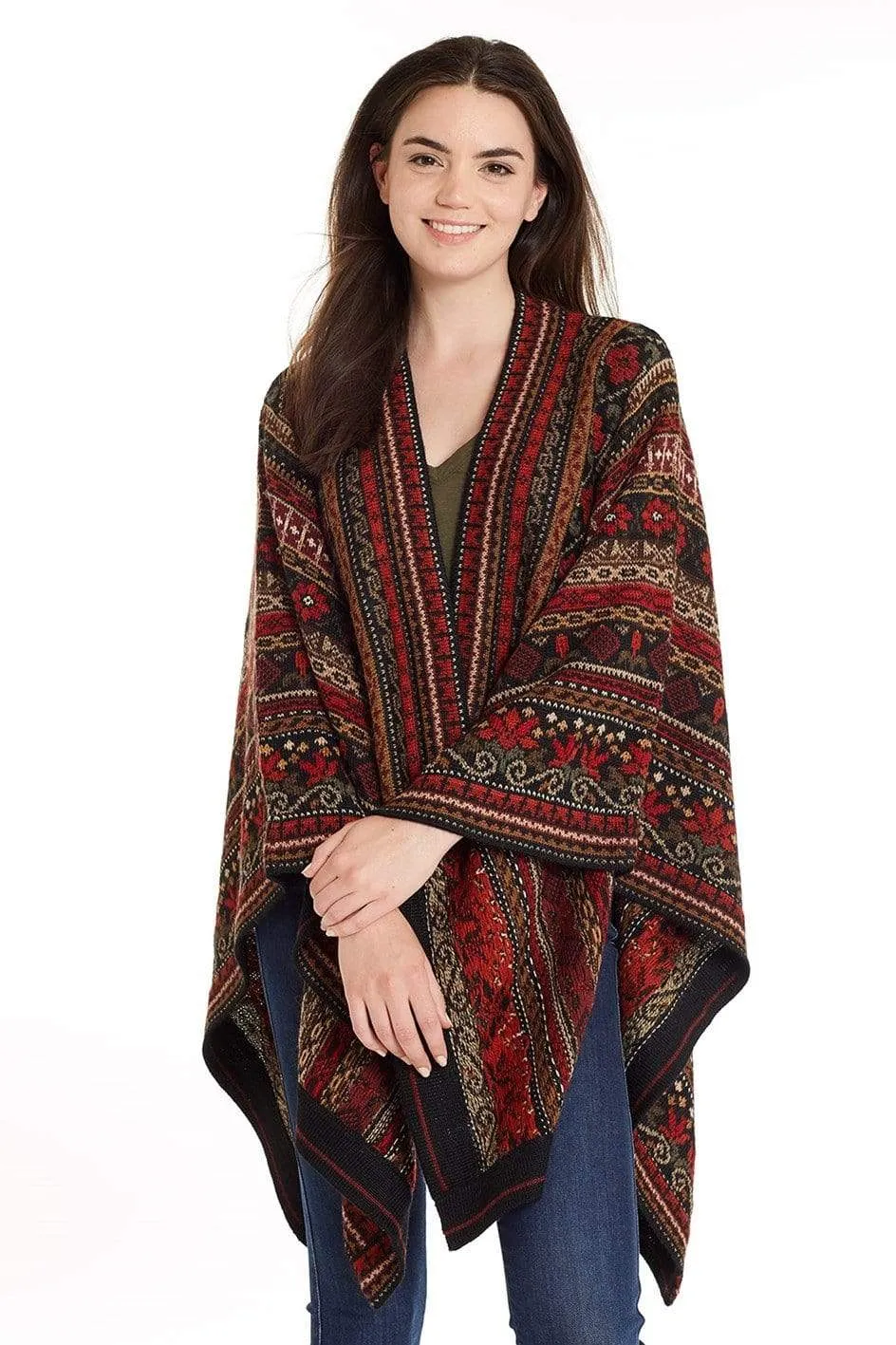 Julia Embroidered Alpaca Poncho - Women's Ruana Wrap