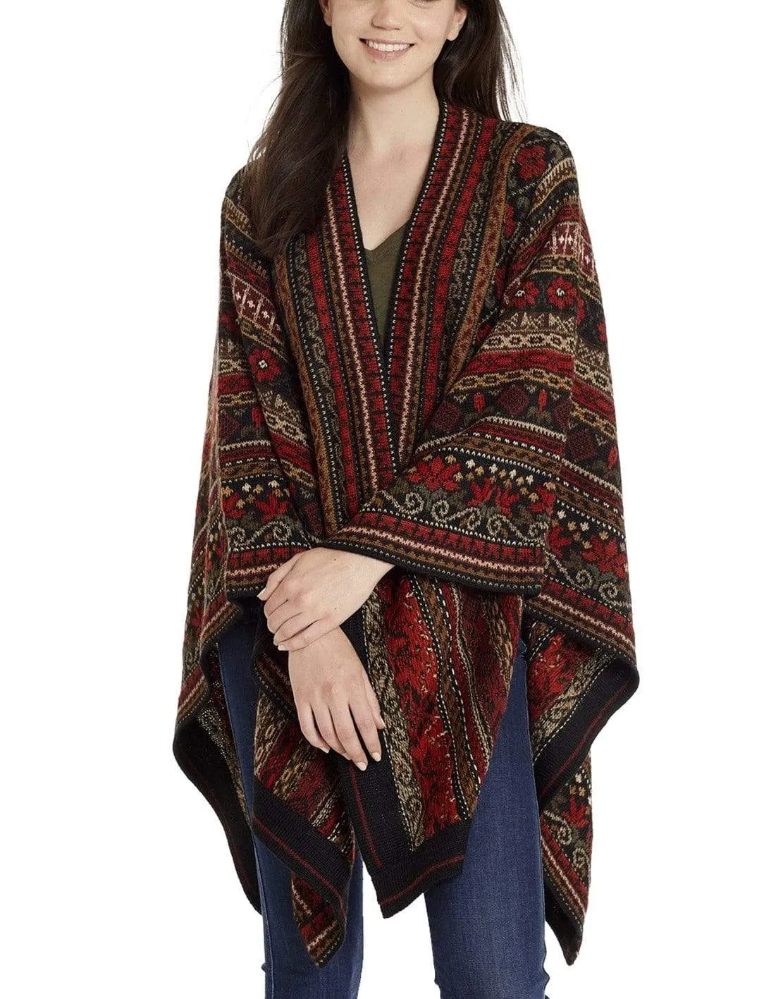 Julia Embroidered Alpaca Poncho - Women's Ruana Wrap