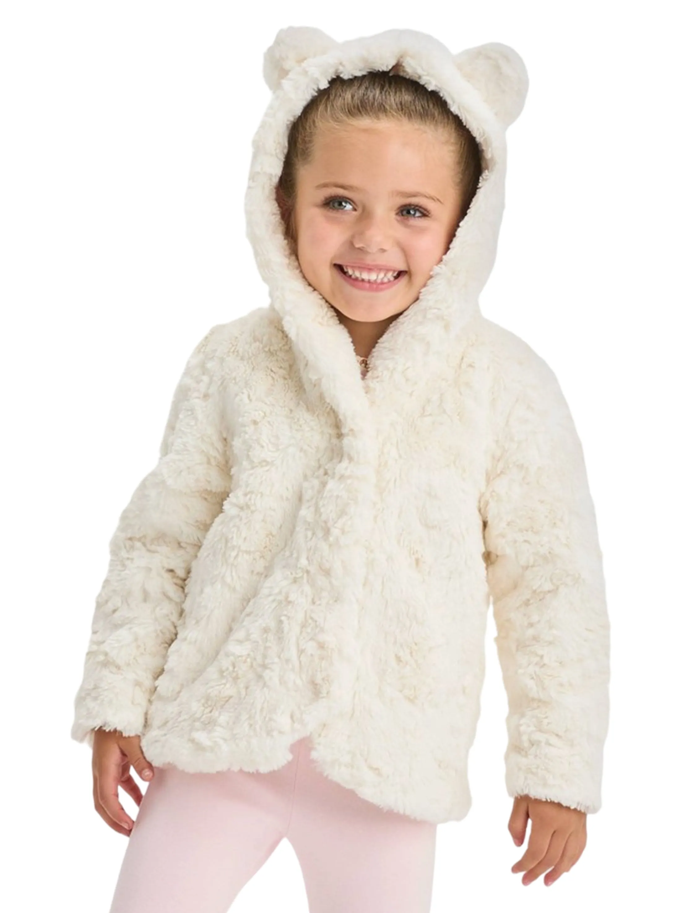 Kids Girl's Faux Fur Jacket,Cream