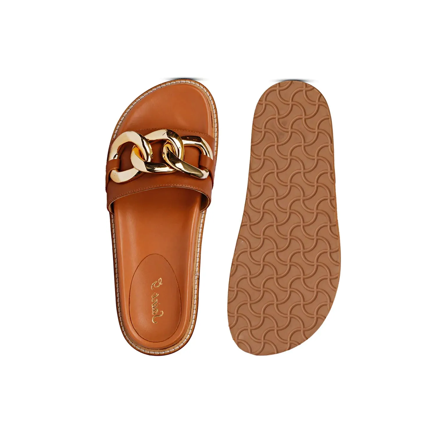 Kiera Cuoio Chain-Link Trim Slides