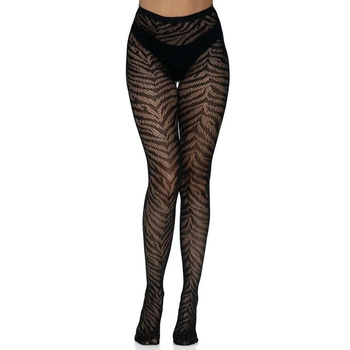 Leg Avenue Zebra Net Tights Black