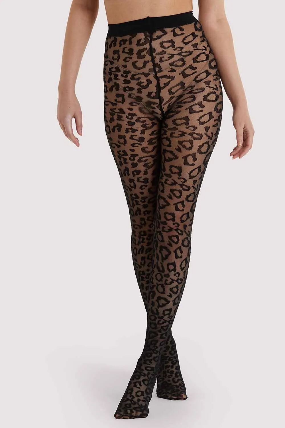 Leopard Knit Tights - Black