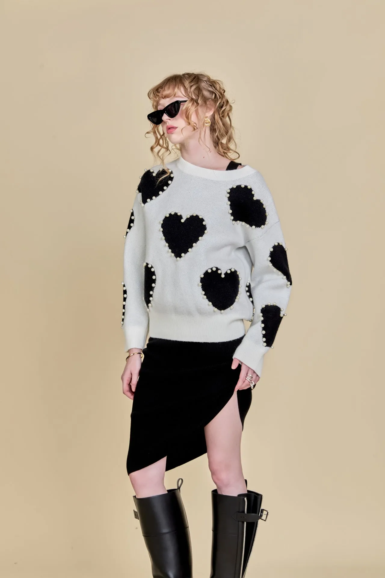 Long-Sleeve Heart Sweater