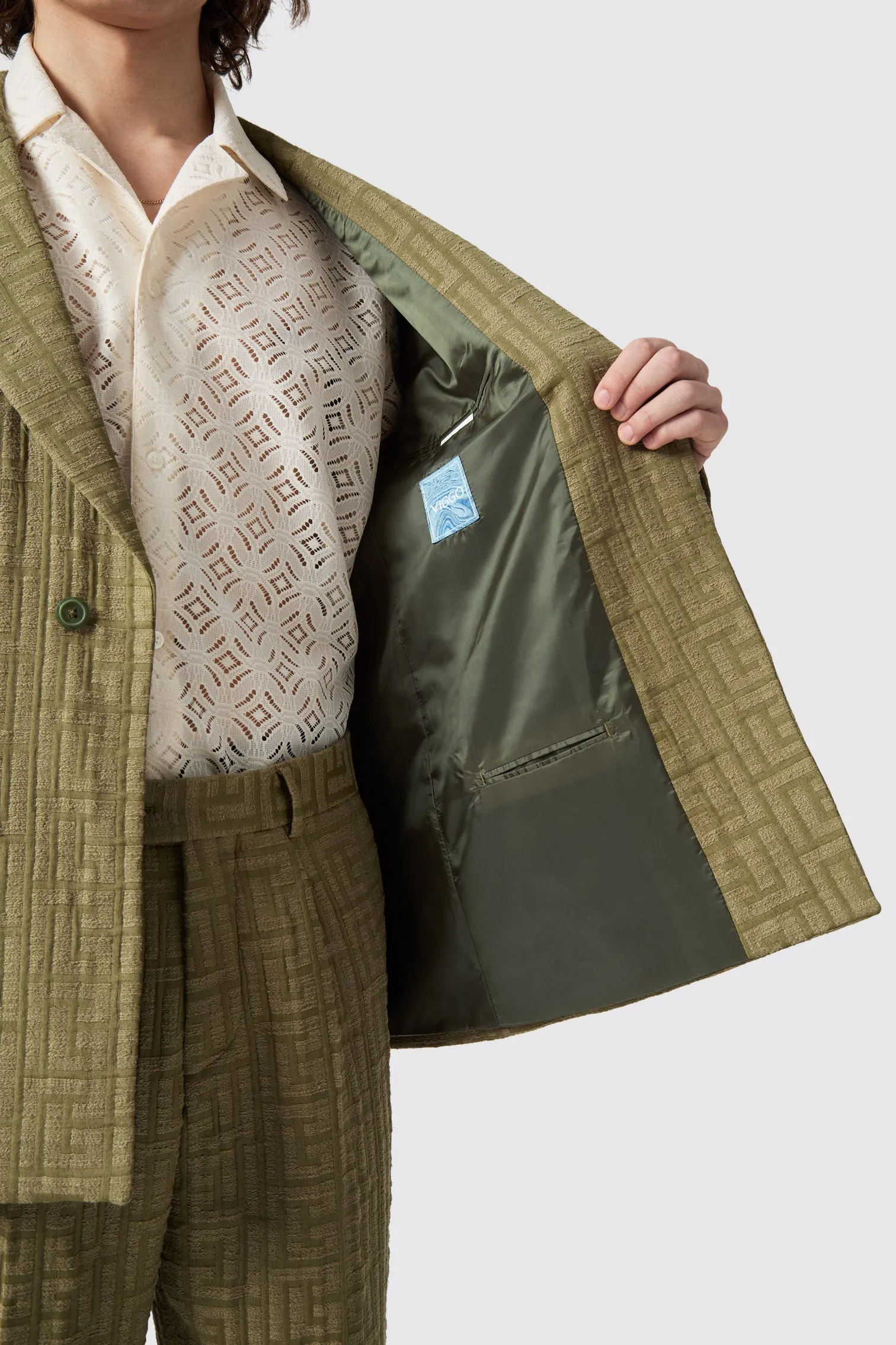 Malacia Oversized Green Jacquard Jacket