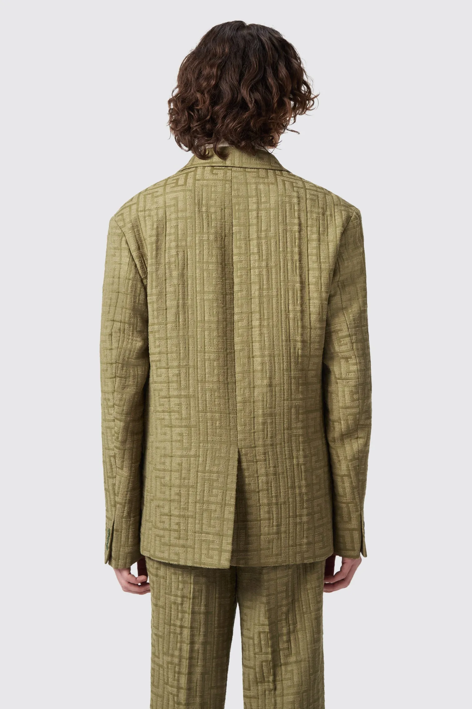 Malacia Oversized Green Jacquard Jacket