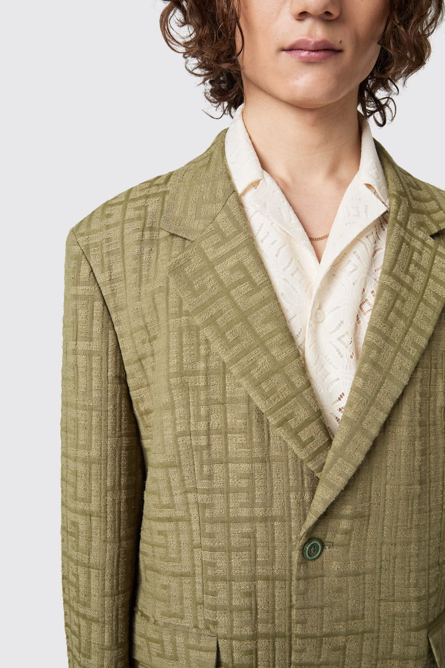 Malacia Oversized Green Jacquard Jacket