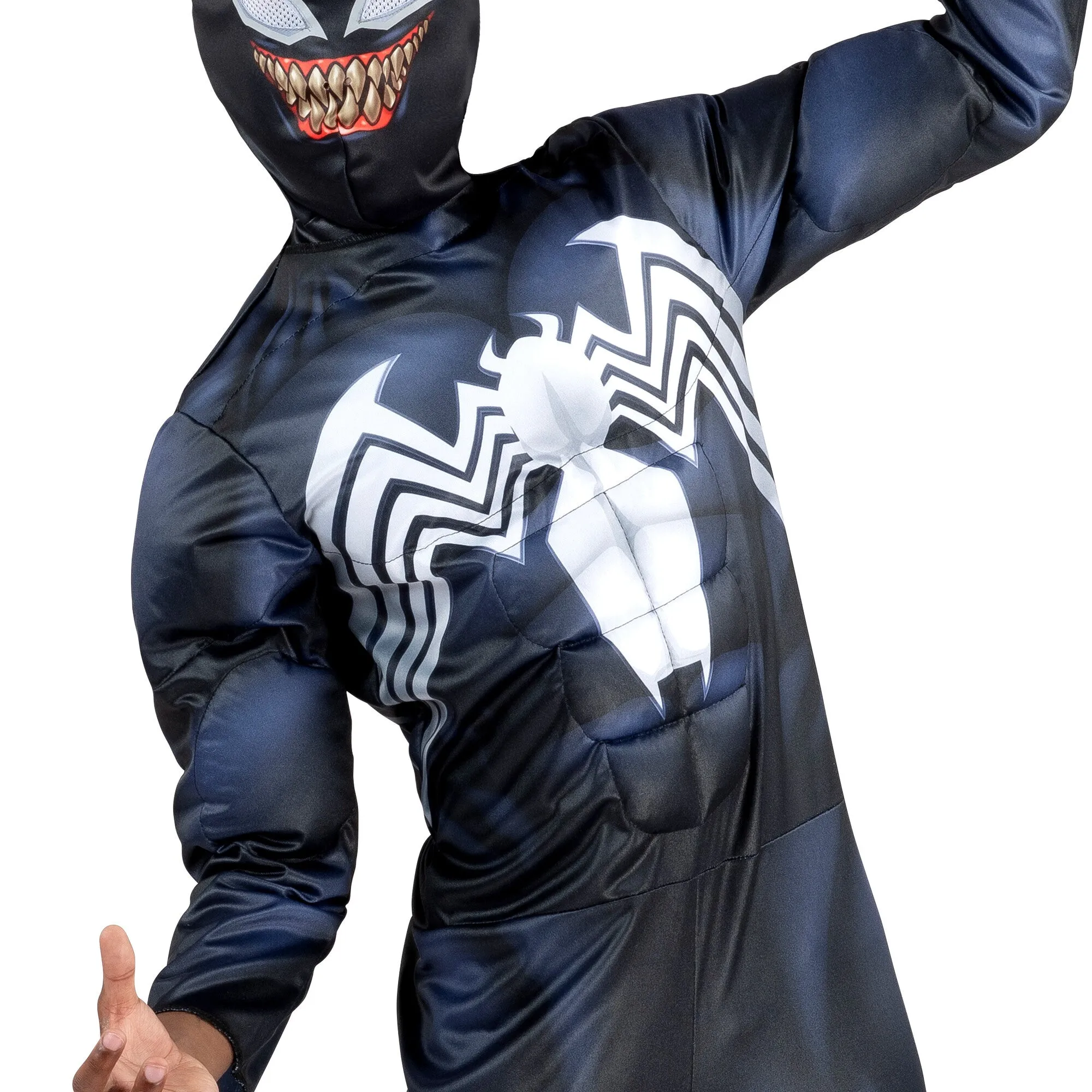 Marvel Venom Costume for Kids, Black Padded Jumpsuit