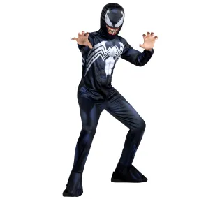 Marvel Venom Costume for Kids, Black Padded Jumpsuit