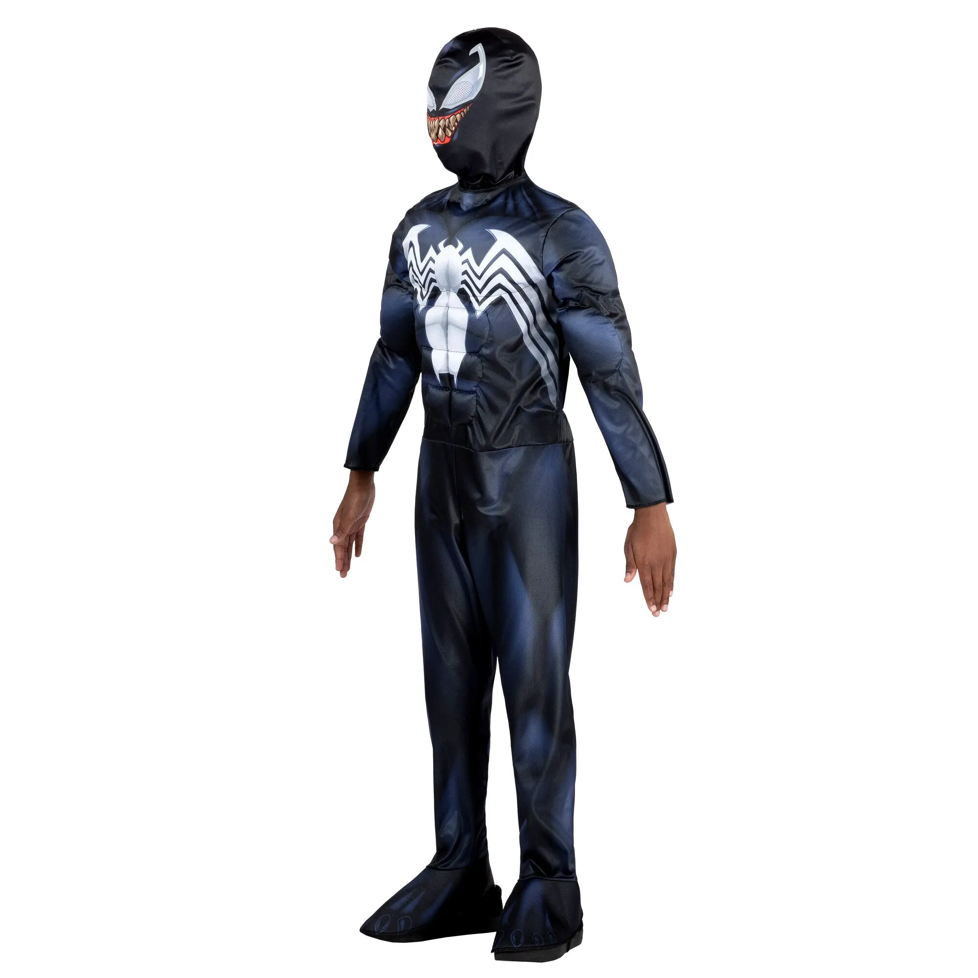 Marvel Venom Costume for Kids, Black Padded Jumpsuit