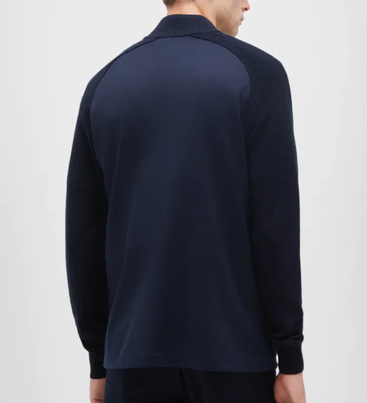 Maurizio B Felt Jacket w/Knit Sleeves Navy