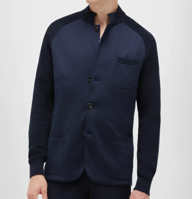 Maurizio B Felt Jacket w/Knit Sleeves Navy