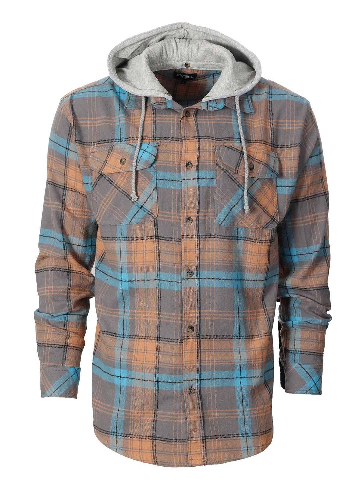 Men's Removable Hoodie Flannel Shirt, Size S