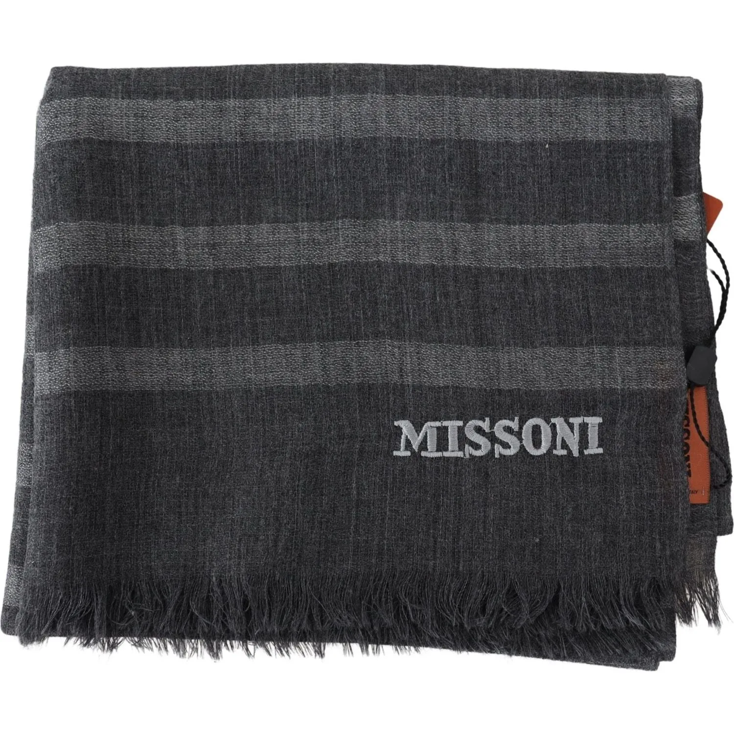 Missoni Elegant Unisex Wool Scarf with Logo Embroidery