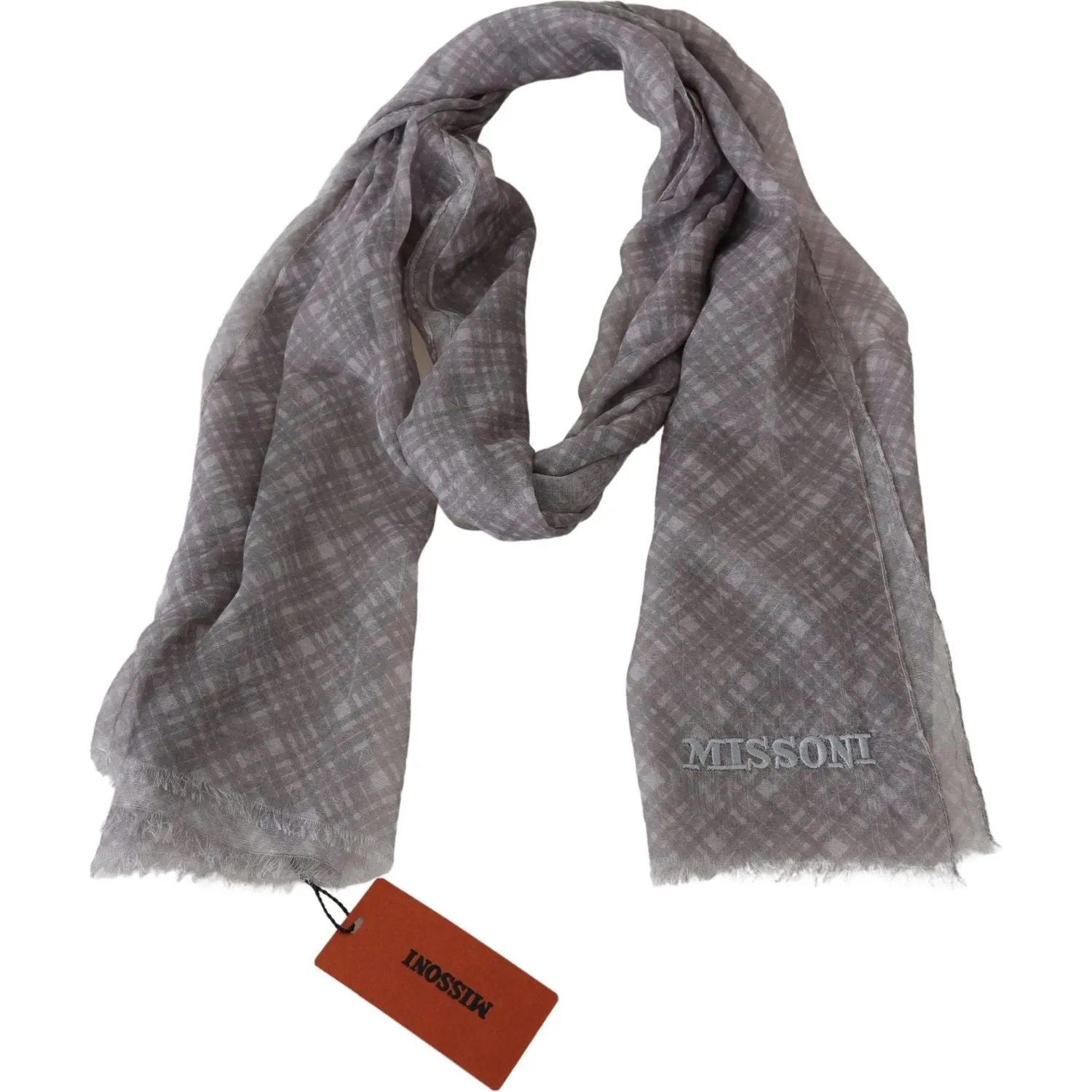 Missoni Elegant Wool Silk Blend Plaid Scarf