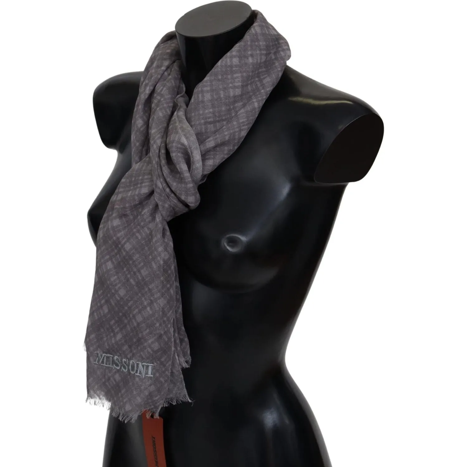 Missoni Elegant Wool Silk Blend Plaid Scarf