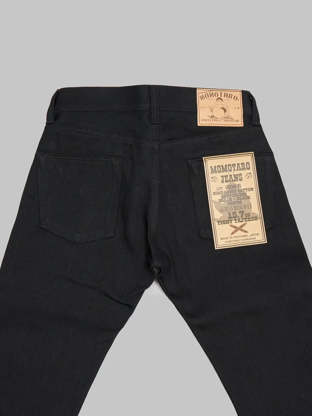 Momotaro 0306-B 15.7oz Black x Black Tight Tapered Jeans