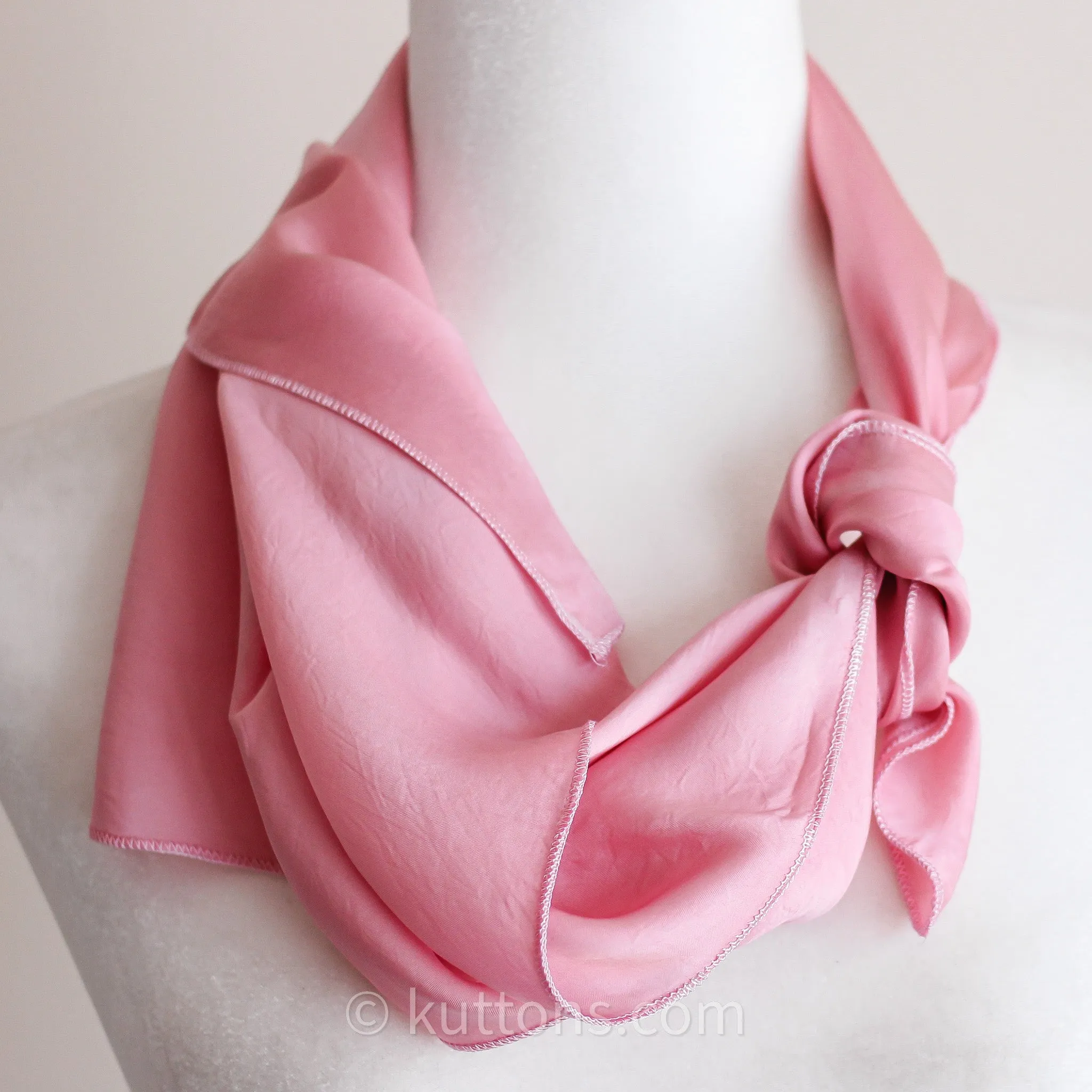 Mulberry Silk Bandana Scarf - Luxurious Pure Mulberry Silk Neck Square | Light Pink, 24x25"