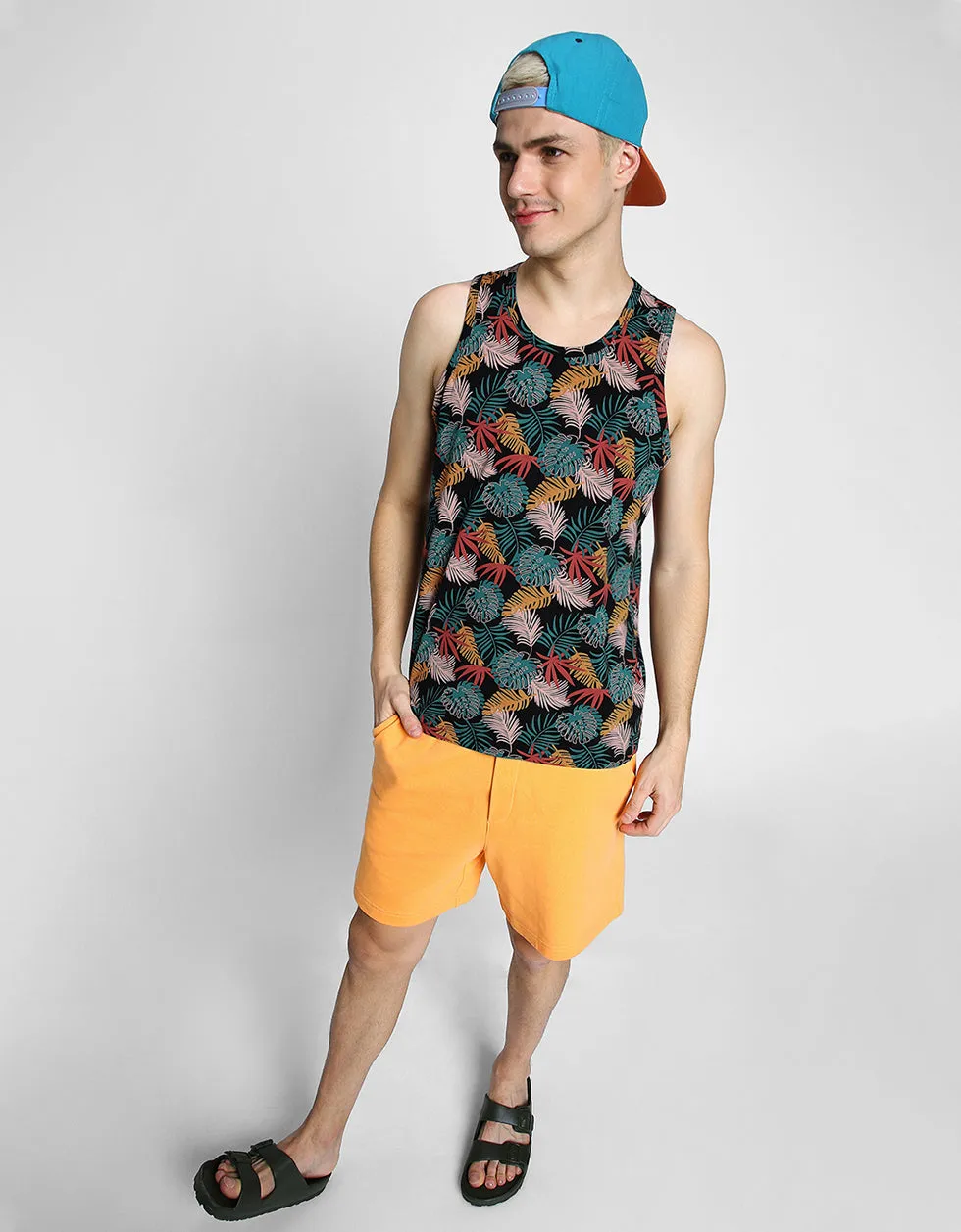 Multicolor Leaf Printed Gym Vest