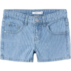 Name It Light Blue Denim Stripe Rose Regular Denim Shorts