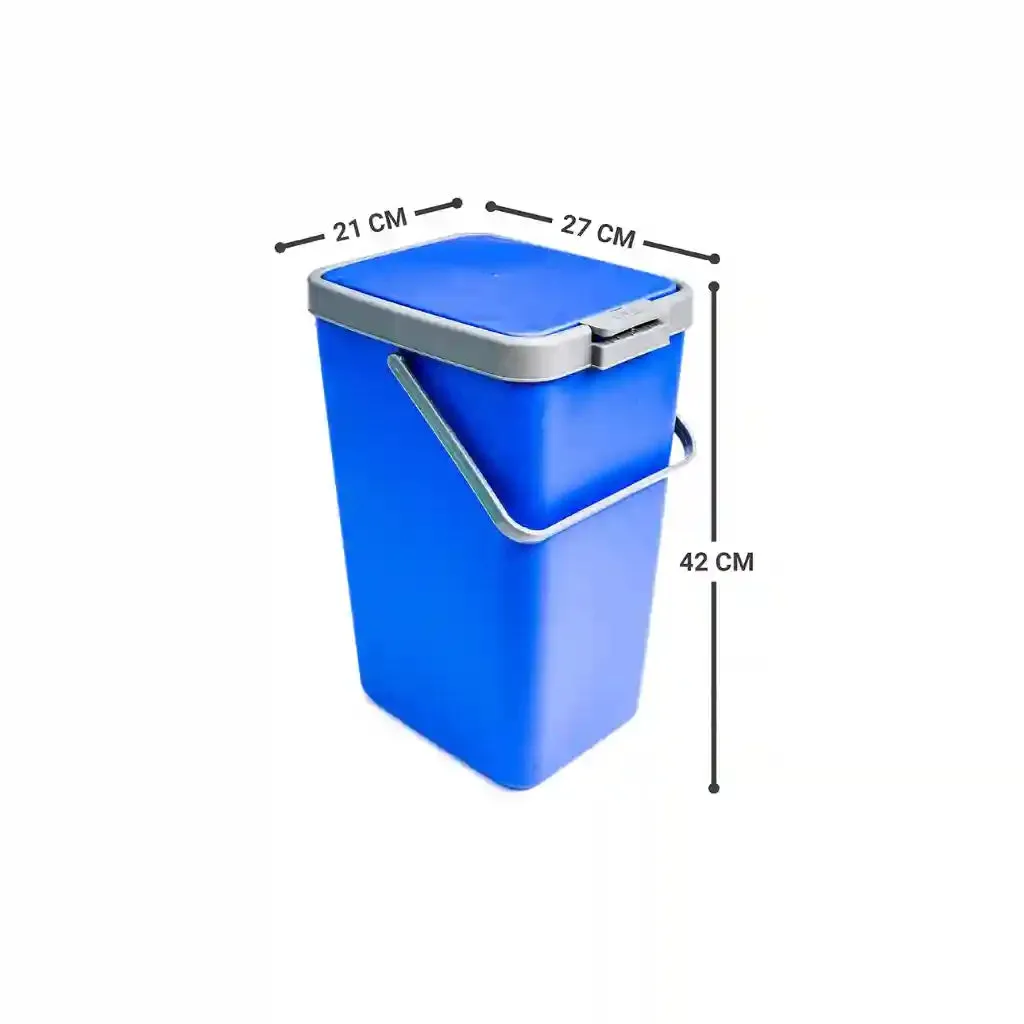 Nayasa Plastic 18-Liter Top Push Door Dustbin in Blue