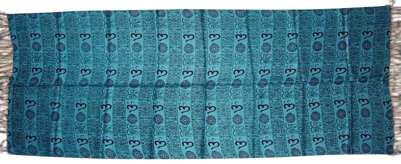 Om Symbol Shawl Wrap Buddhism Viscose 27 x 70 Turquoise