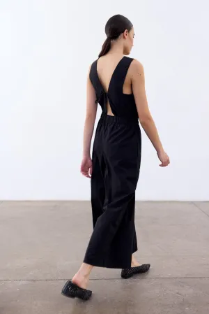 Open Back V-Neck Jumpsuit Cotton - Ónix