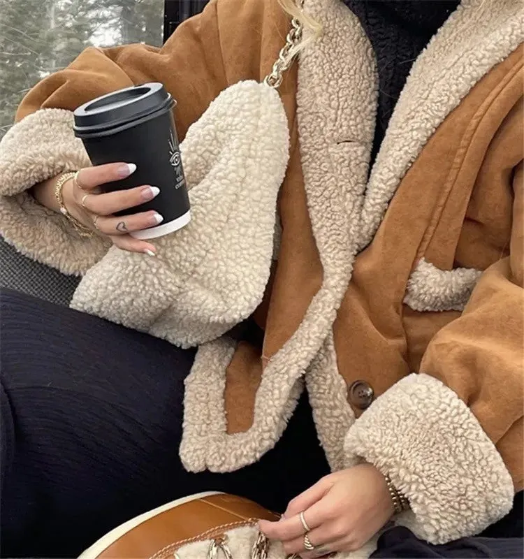 Oversized Woolly Flying Jacket in Brown