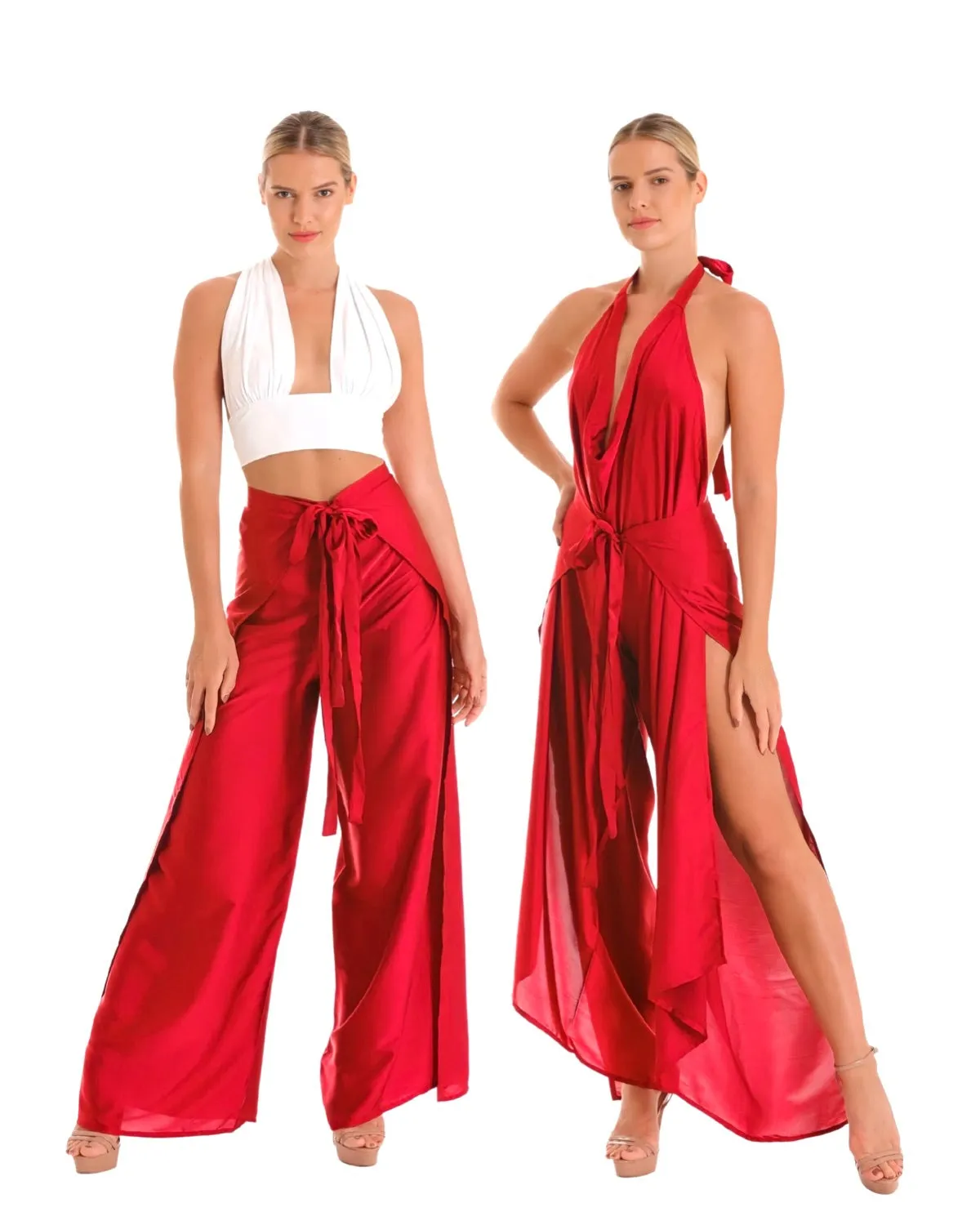 Pant to Jumpsuit - Red Satin