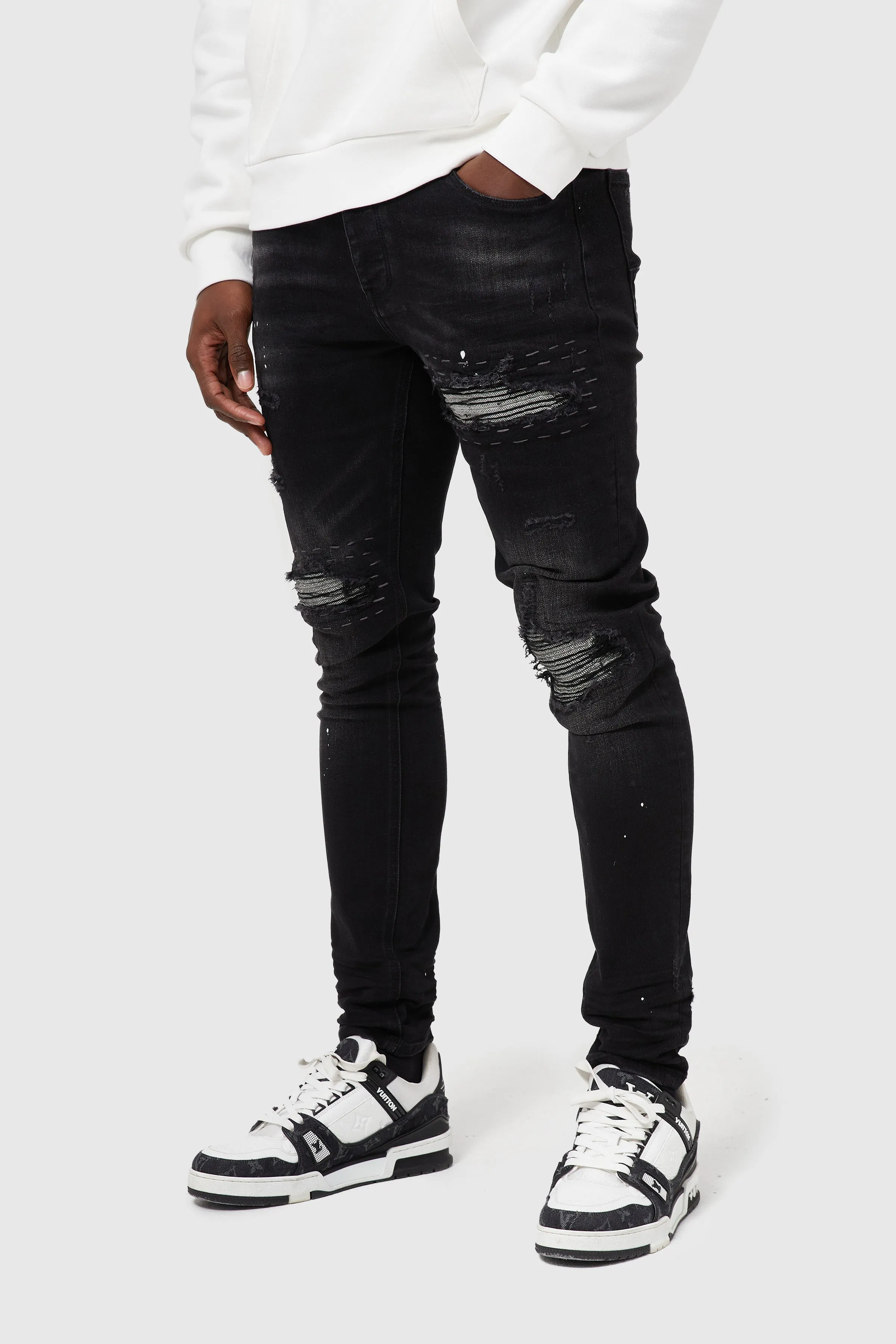 PIETRO LASER PRINT JEAN BLACK