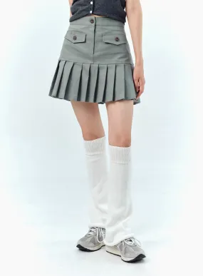 Pleated Cotton Mini Skirt IG303