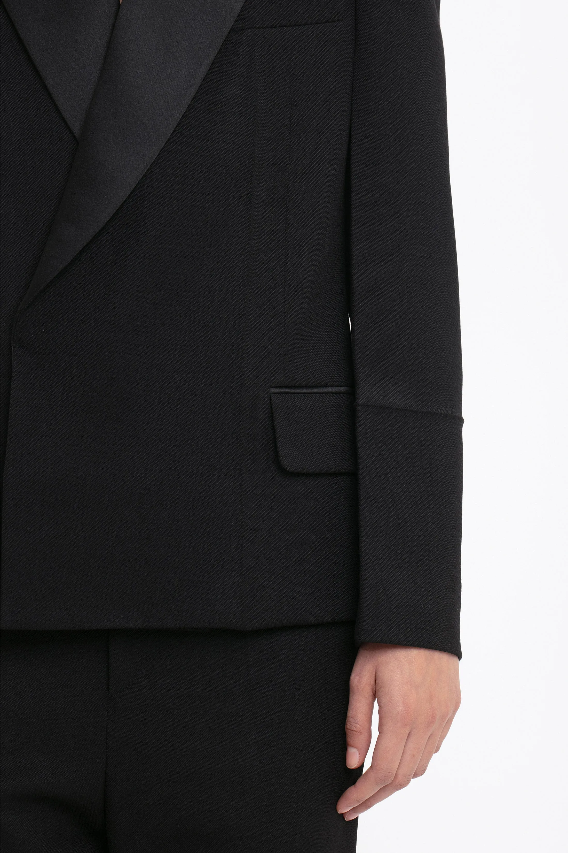 Pointed Shoulder Tux Jacket In Black