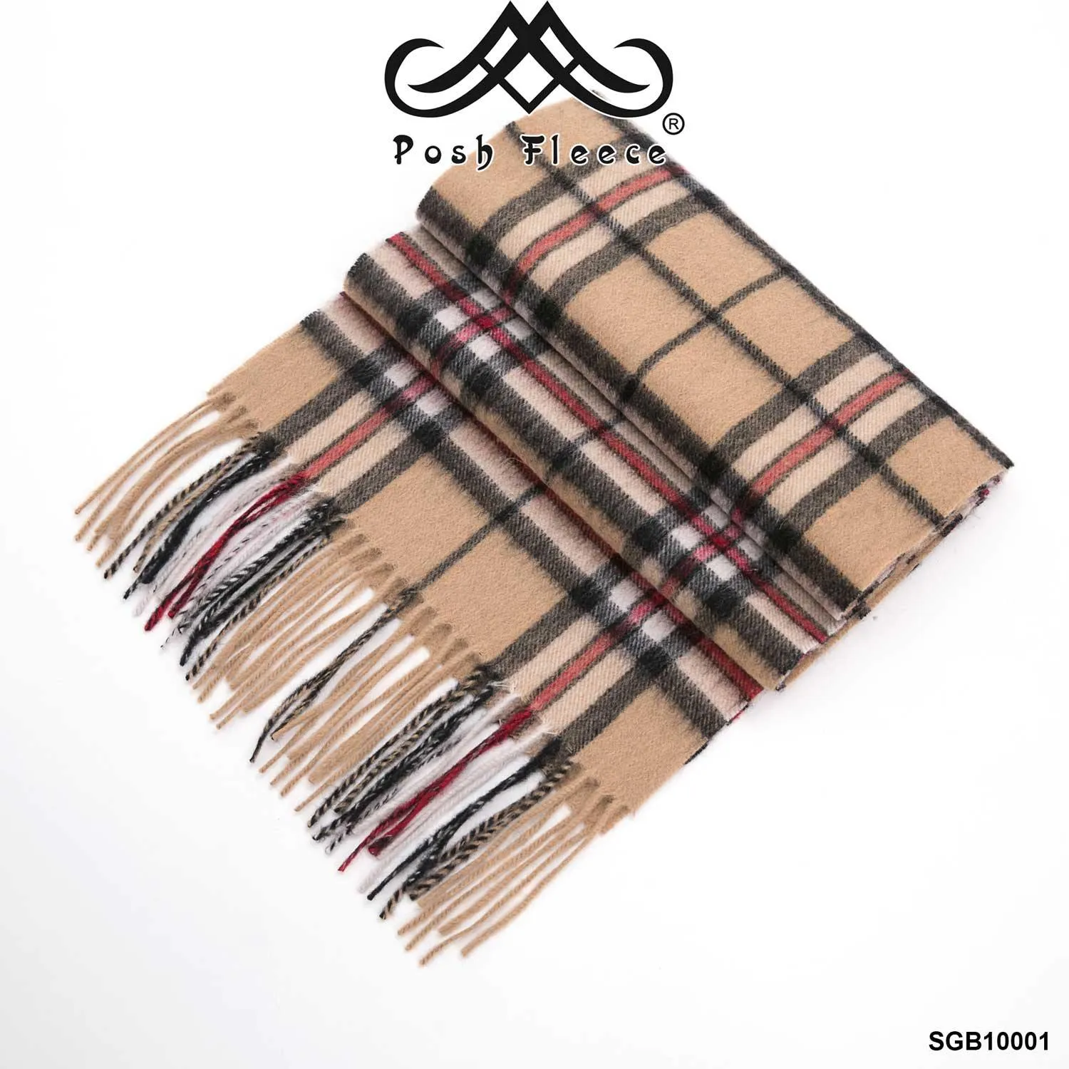 POSH FLEECE Pure Wool Luxurious Scarf with Fringed Trim SGB10001