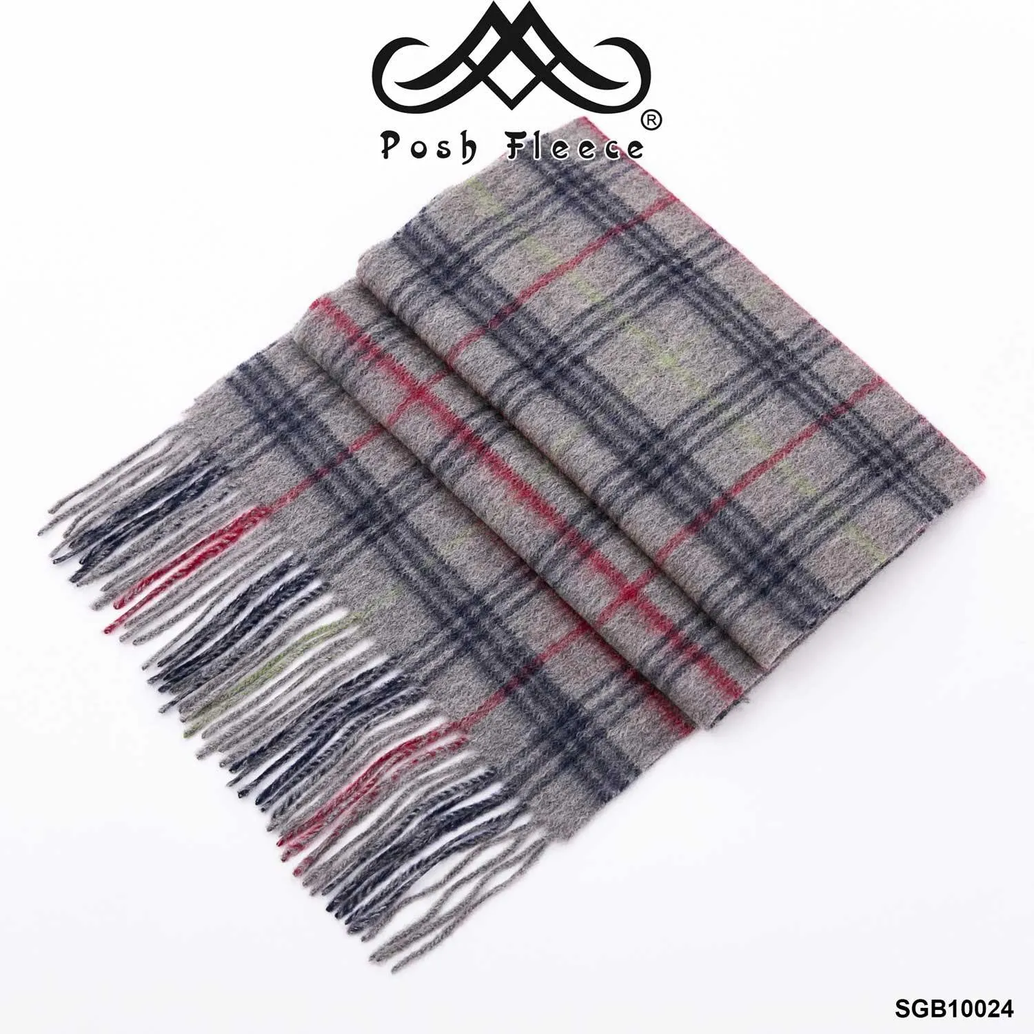 POSH FLEECE Pure Wool Luxurious Scarf with Fringed Trim SGB10024