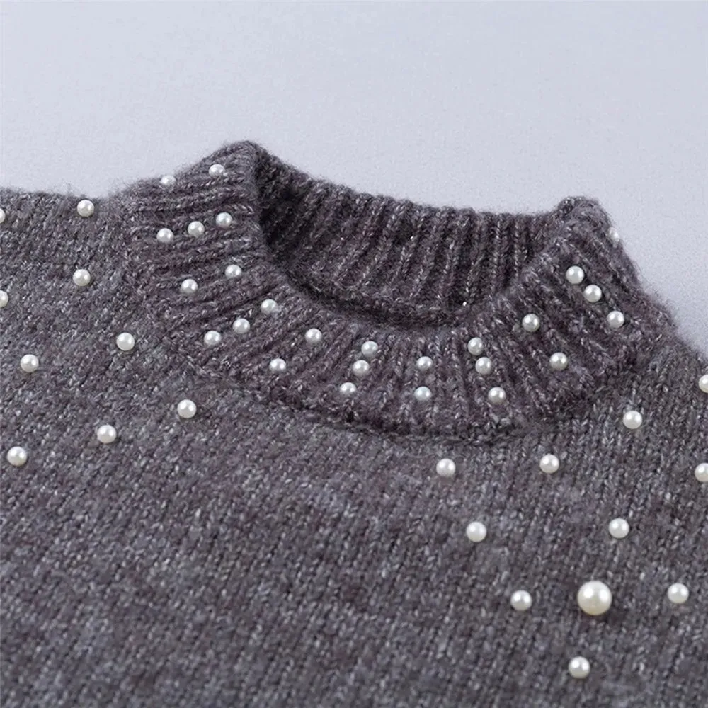 Pre Order:  Faux Pearl Decorated Oversized Sweater