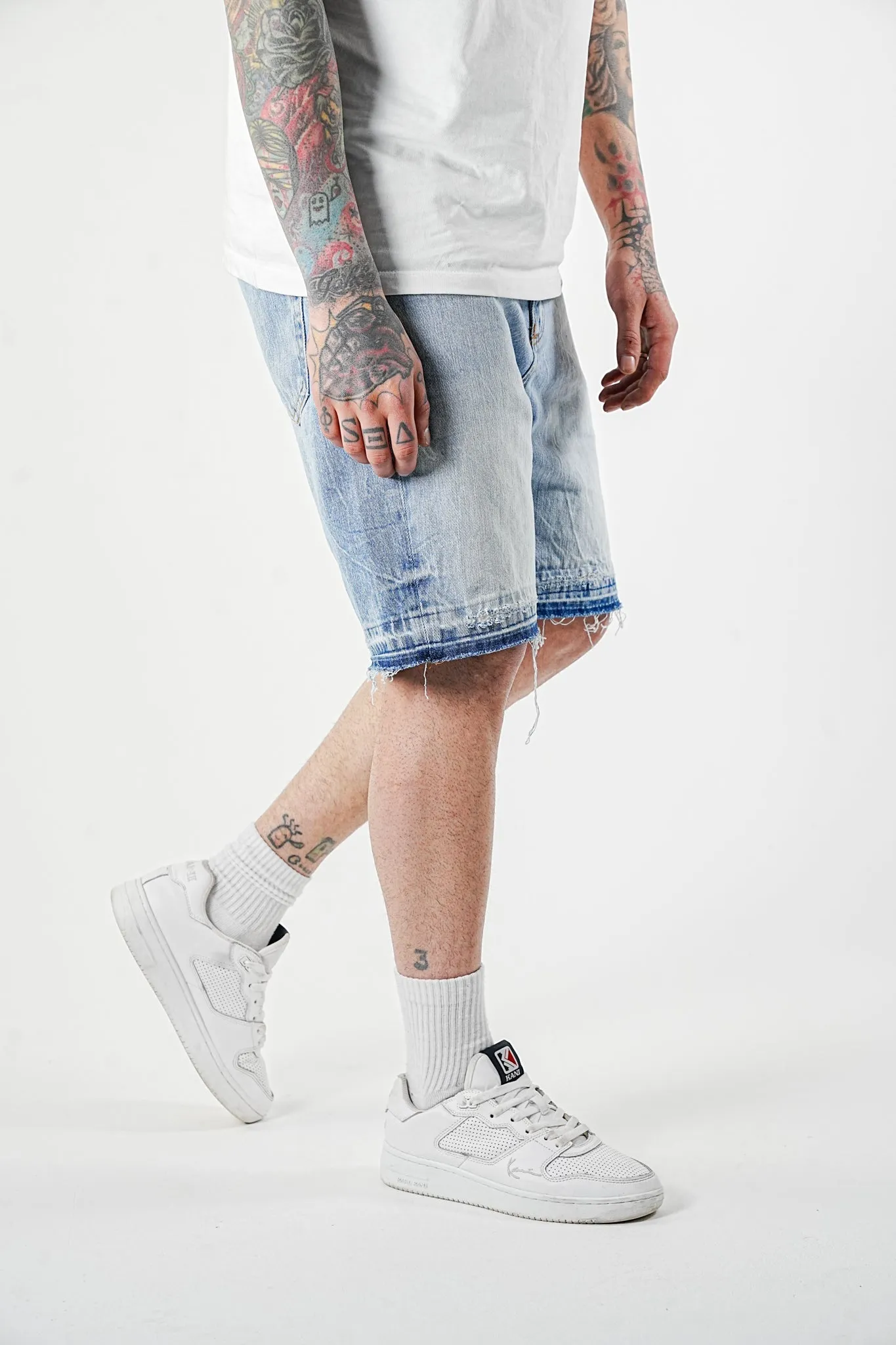 Premium Free Cut Mid Blue Denim Shorts