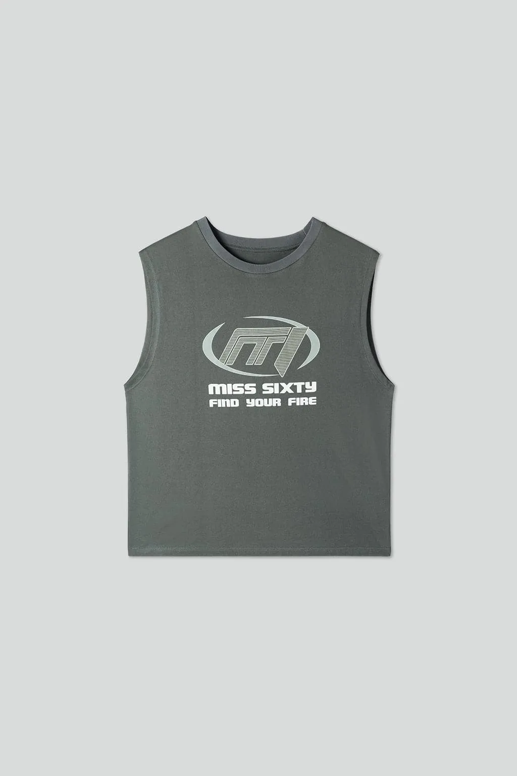 Printed Crew Neck Sleeveless T-Shirt