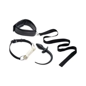 Puppy Play Set includes  Gag, Plug, & Collar Black