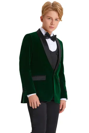 "Jayden" Tazio Kids Green Velvet Tuxedo (5-Piece Set)