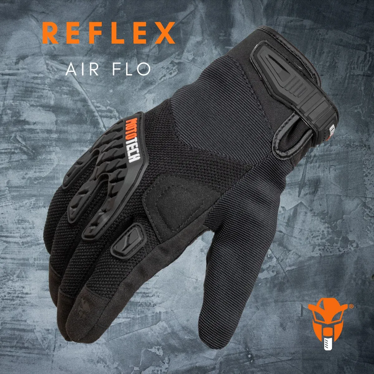 Reflex Air Flo Dual-Sport Motorcycle Riding Gloves - Black