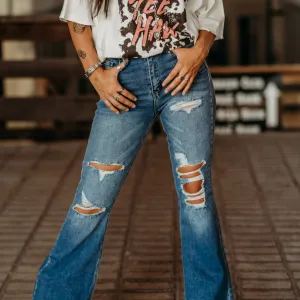 Rugged High Rise Flare Jean