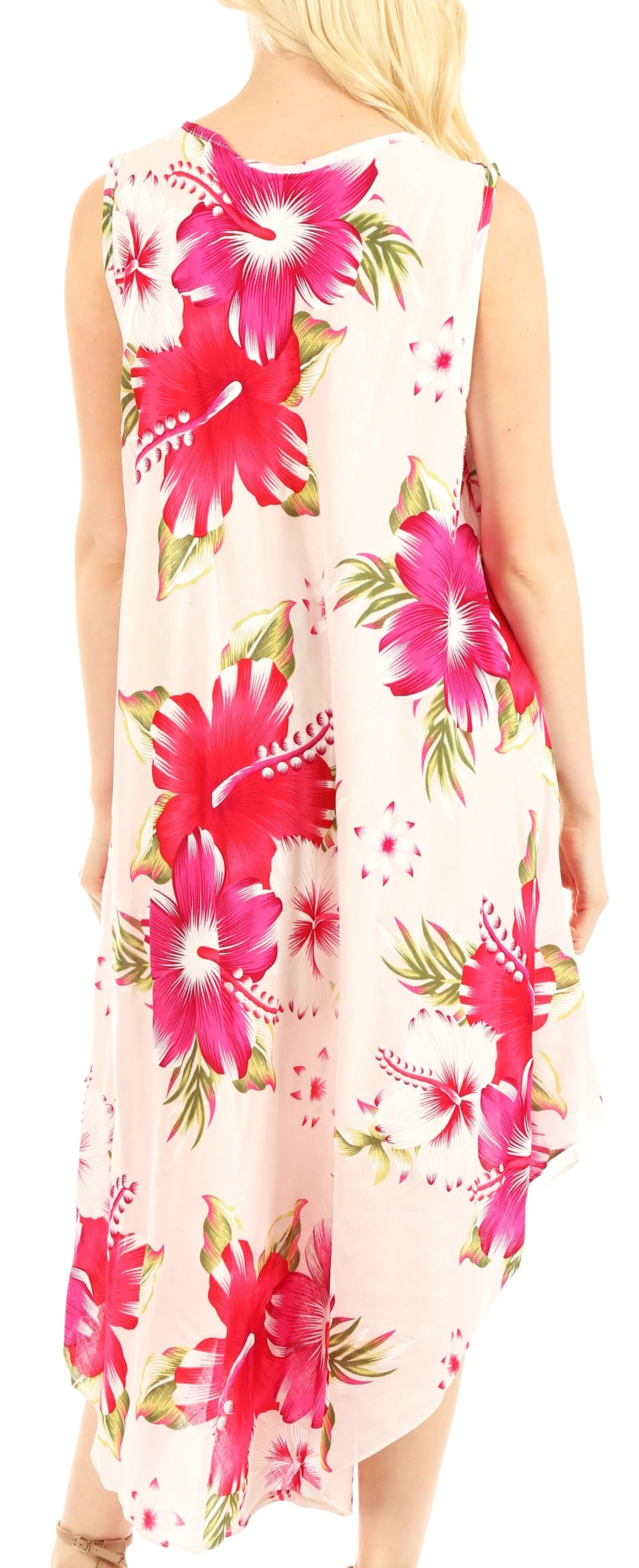 Sakkas Aba Women's Casual Summer Floral Print Sleeveless Loose Dress Cover-up