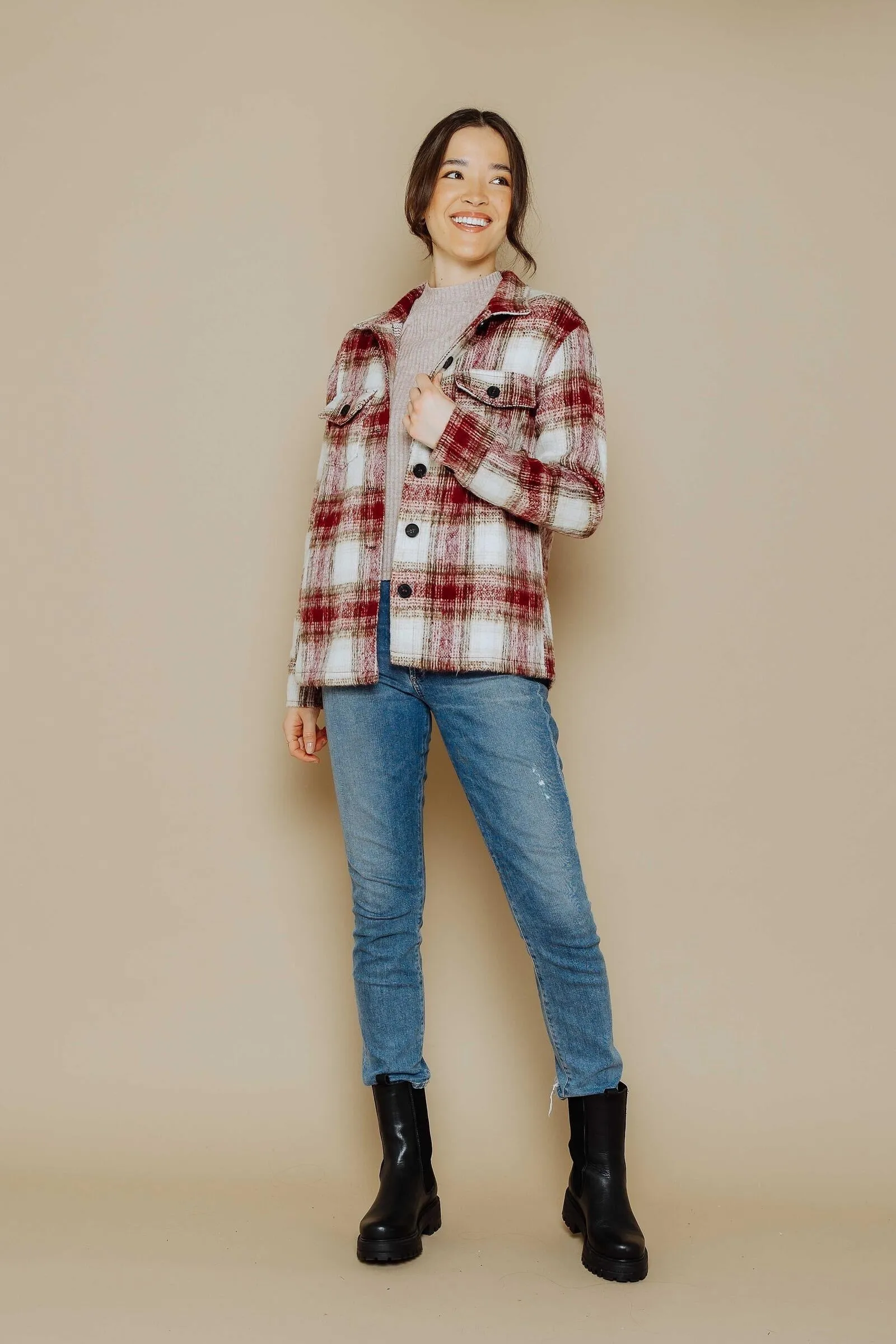 Sammi Brushed Plaid Boxy Jacket