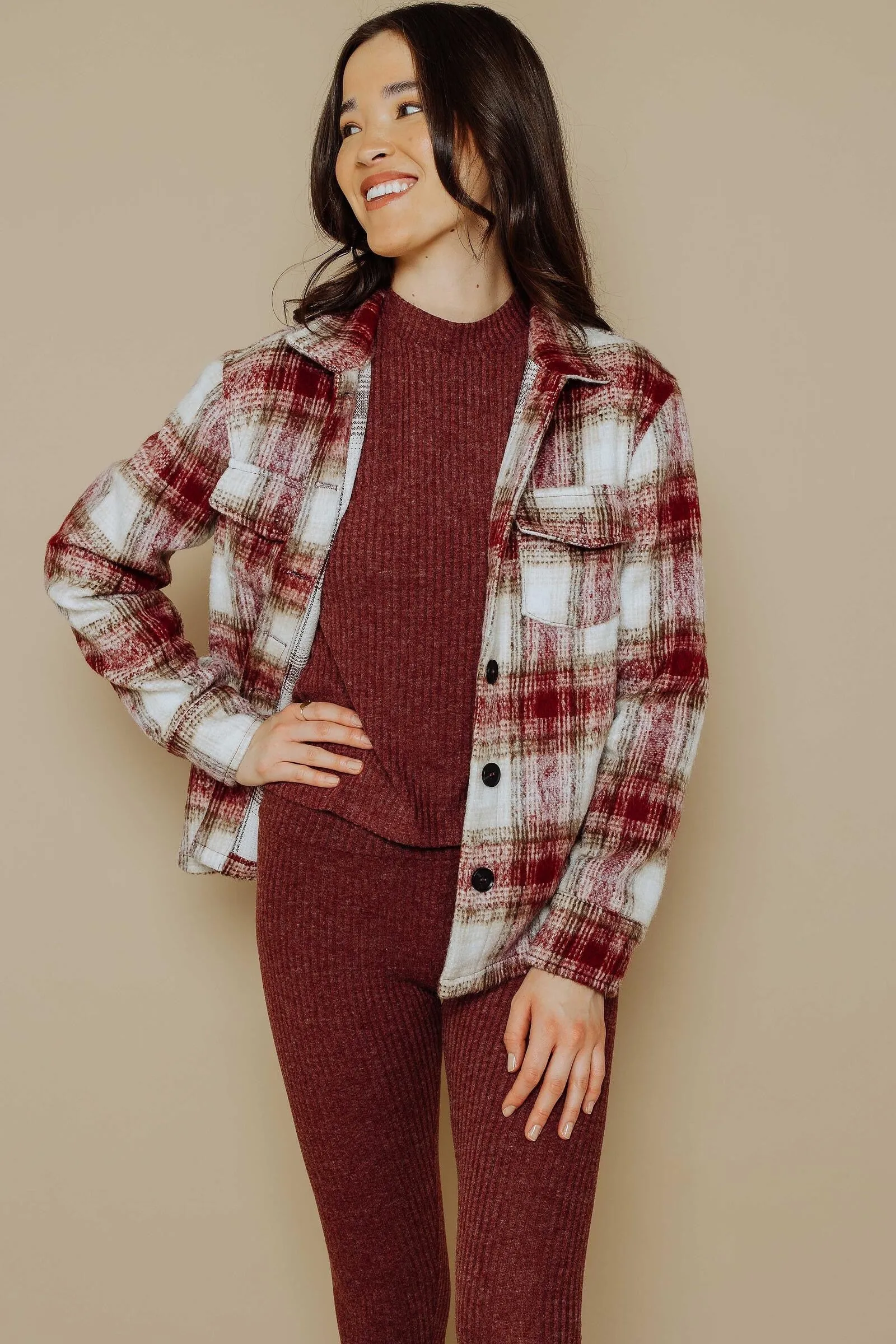 Sammi Brushed Plaid Boxy Jacket