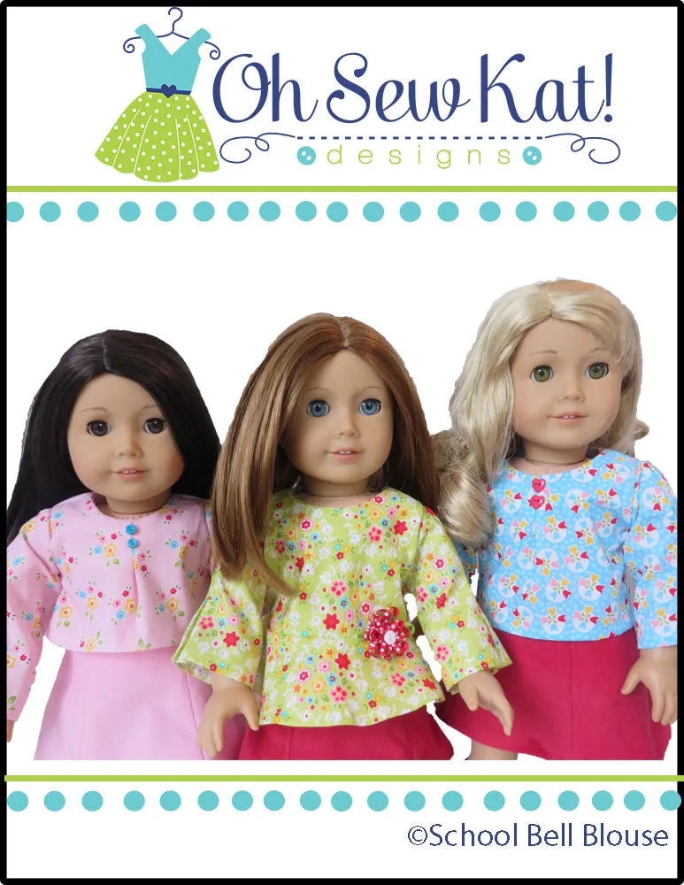 School Bell Blouse 18 Inch Doll Sewing Pattern