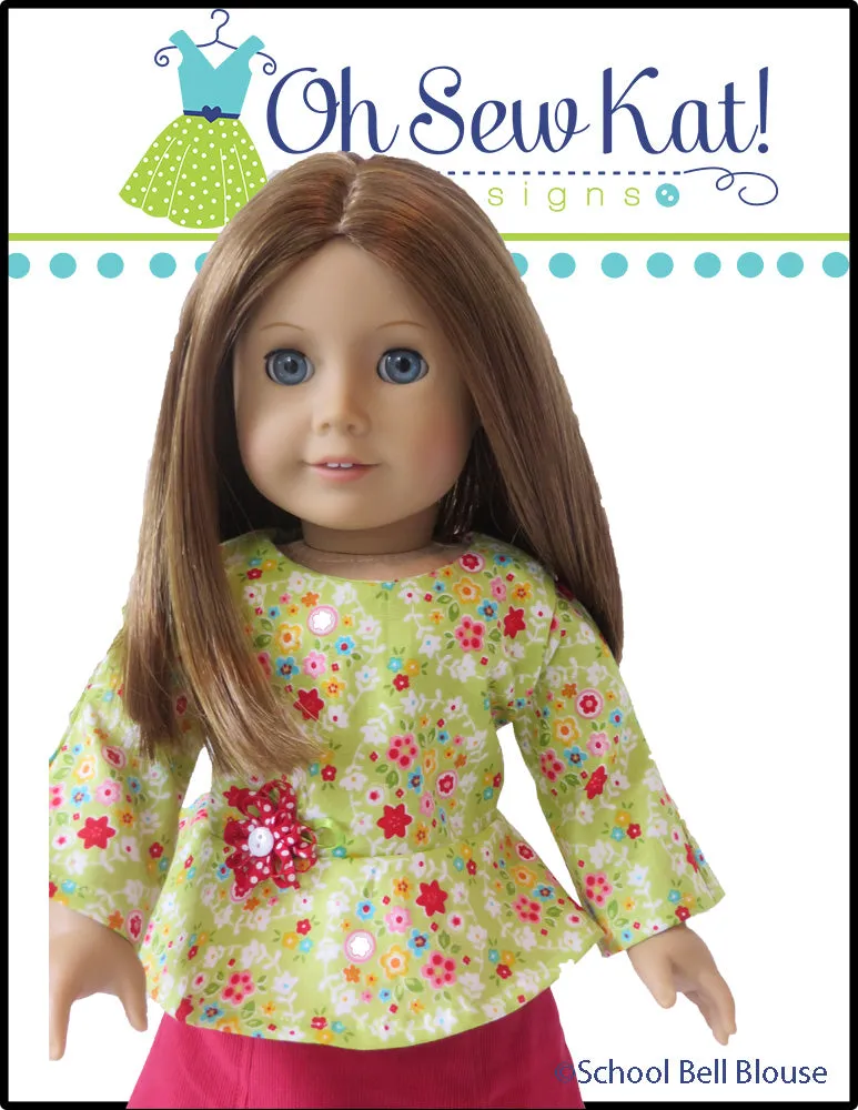 School Bell Blouse 18 Inch Doll Sewing Pattern