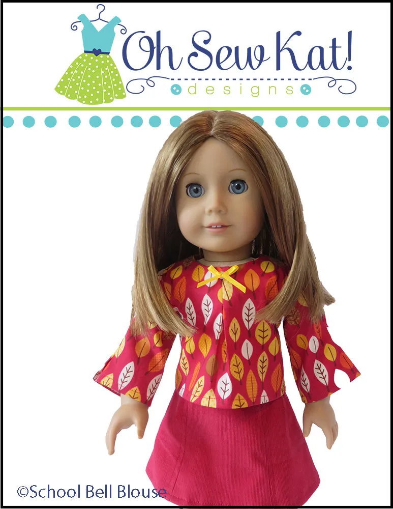 School Bell Blouse 18 Inch Doll Sewing Pattern