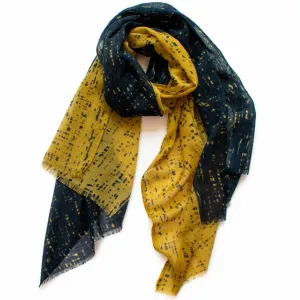 Scratch Navy & Mustard Wool Scarf