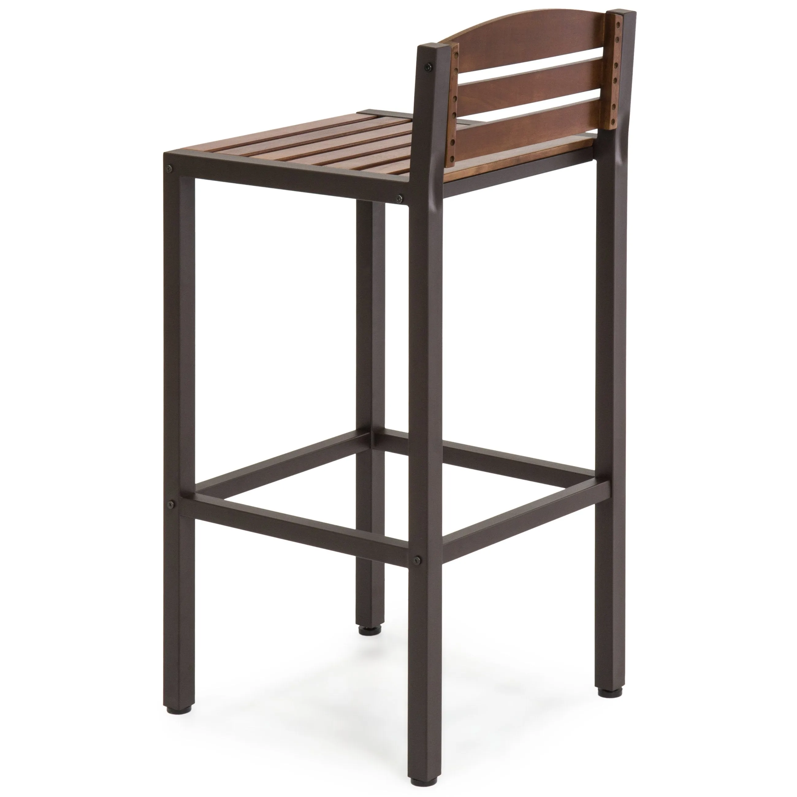 Set of 2 Outdoor Acacia Wood Accent Barstools