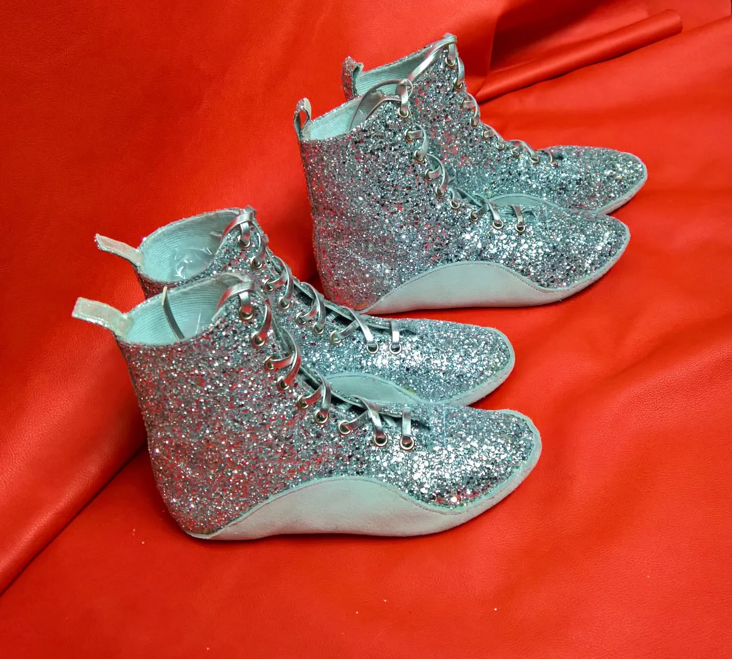 Silver Glitter Tightrope Boots