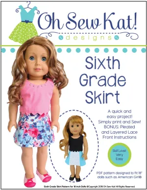 Sixth Grade Skirt 18 Inch Doll Sewing Pattern